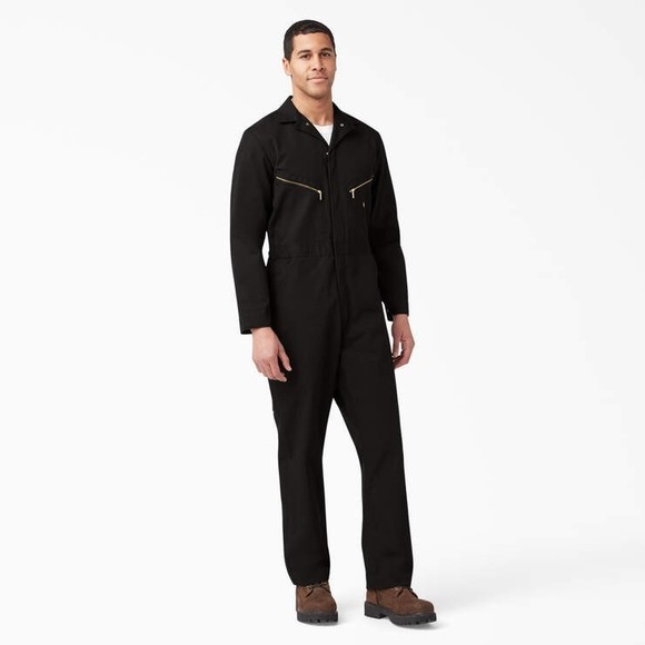 Dickies Men's 2XL Deluxe Blend Coveralls Long Sleeve Mechanic Jumpsuit Black - Picture 1 of 16